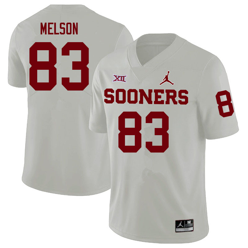 Men #83 Major Melson Oklahoma Sooners College Football Jerseys Sale-White - Click Image to Close